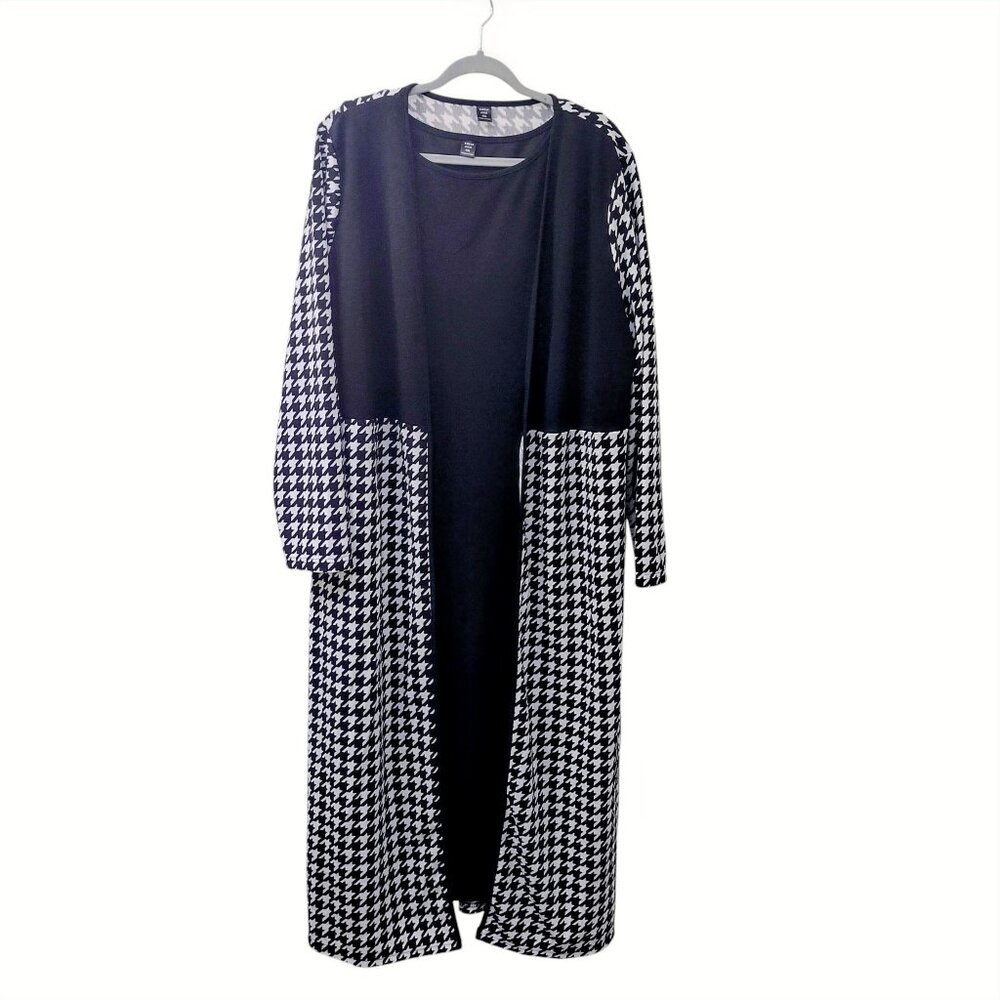 Shein 2-Piece Sleeveless Dress with Duster – Size 4XL – Black & White Houndstoot